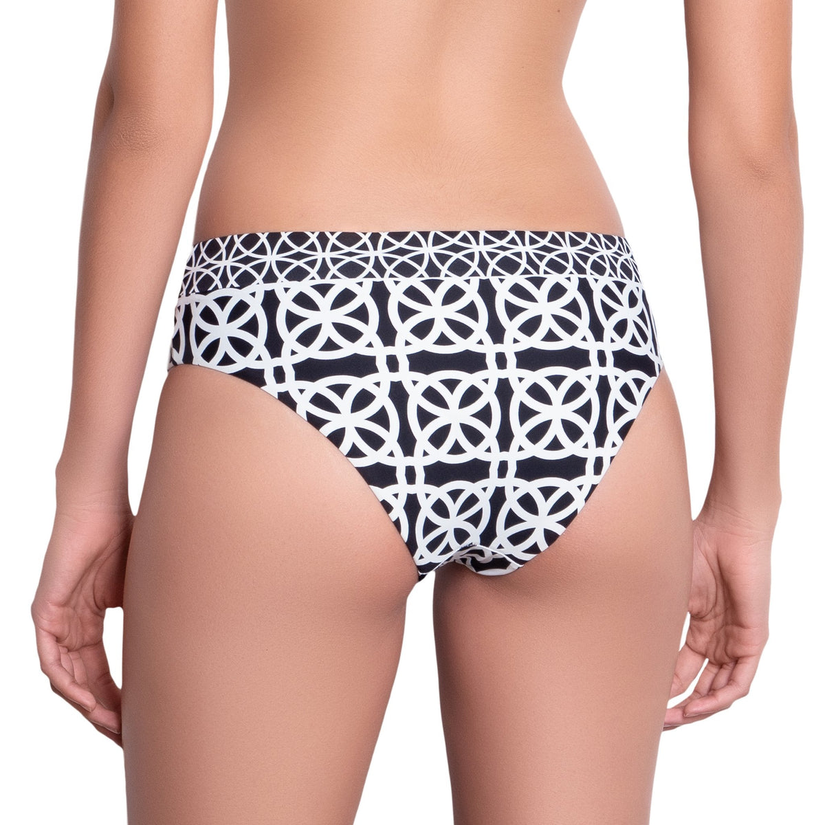 BRIGITTE medium rise panty, printed bikini bottom by ALMA swimwear ‚Äì back view 