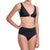 L√âA foldable belt panty, solid black bikini bottom by ALMA swimwear ‚Äì front view 1
