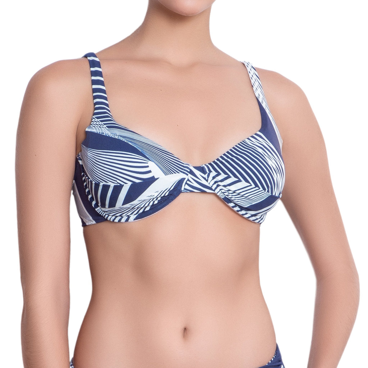 SOPHIE underwired bra, printed bikini top by ALMA swimwear ‚Äì front view 2