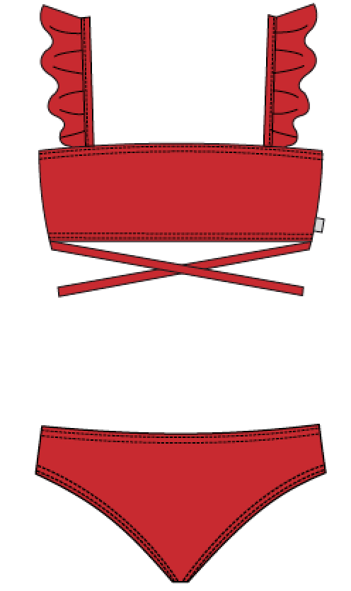 Unicolor - Bikini Bandeau con Volantes