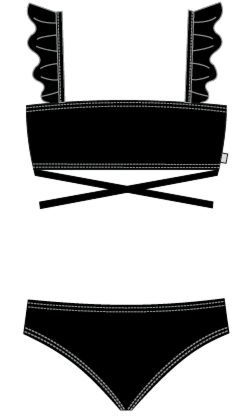 Unicolor - Bikini Bandeau con Volantes