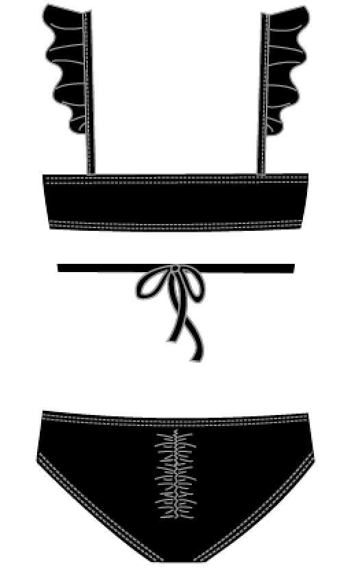 Unicolor - Bikini Bandeau con Volantes