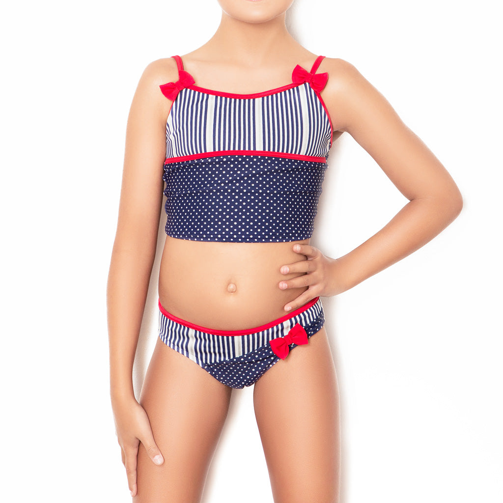 Tankini con Lazos en Top y Panty Glitter