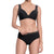 ISABELLE high rise panty, bronze brocade waistband black bikini bottom  by ALMA swimwear ‚Äì front view 1