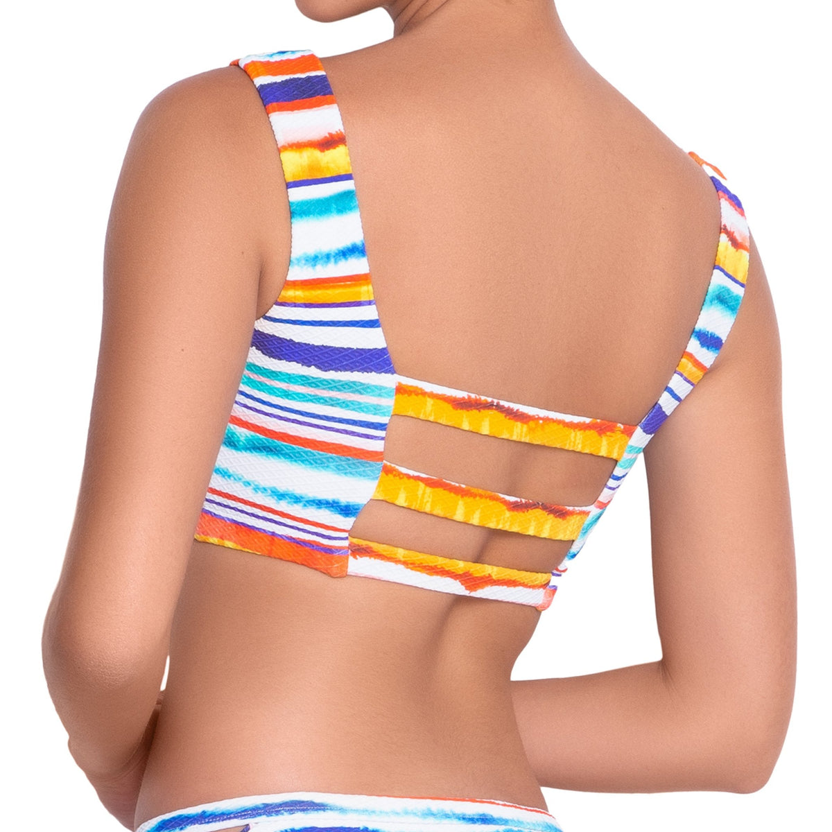 AUDREY square neck bra, printed bikini top by ALMA swimwear ‚Äì back view 