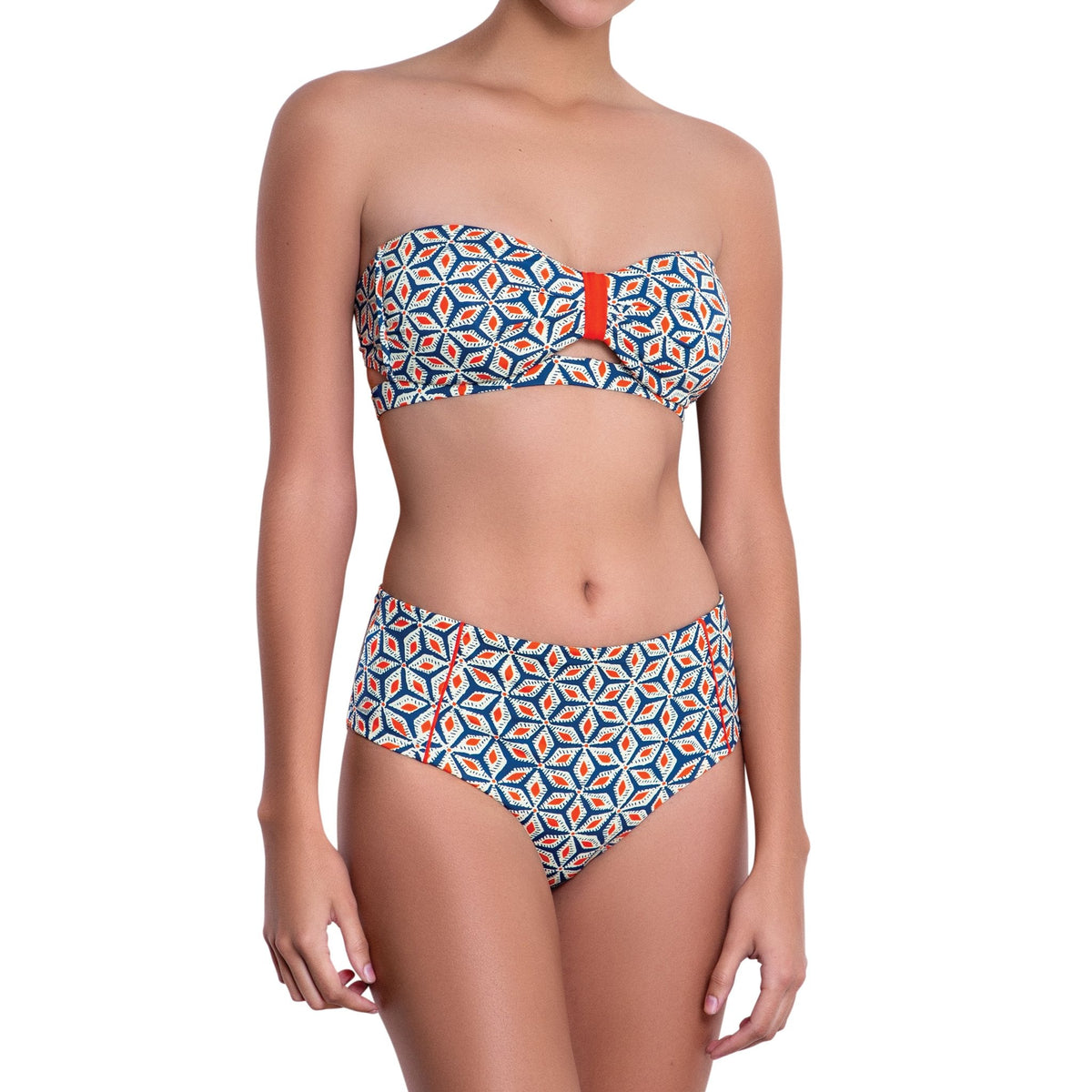 B√âR√âNICE bandeau bra, printed bikini top by ALMA swimwear ‚Äì front view 4