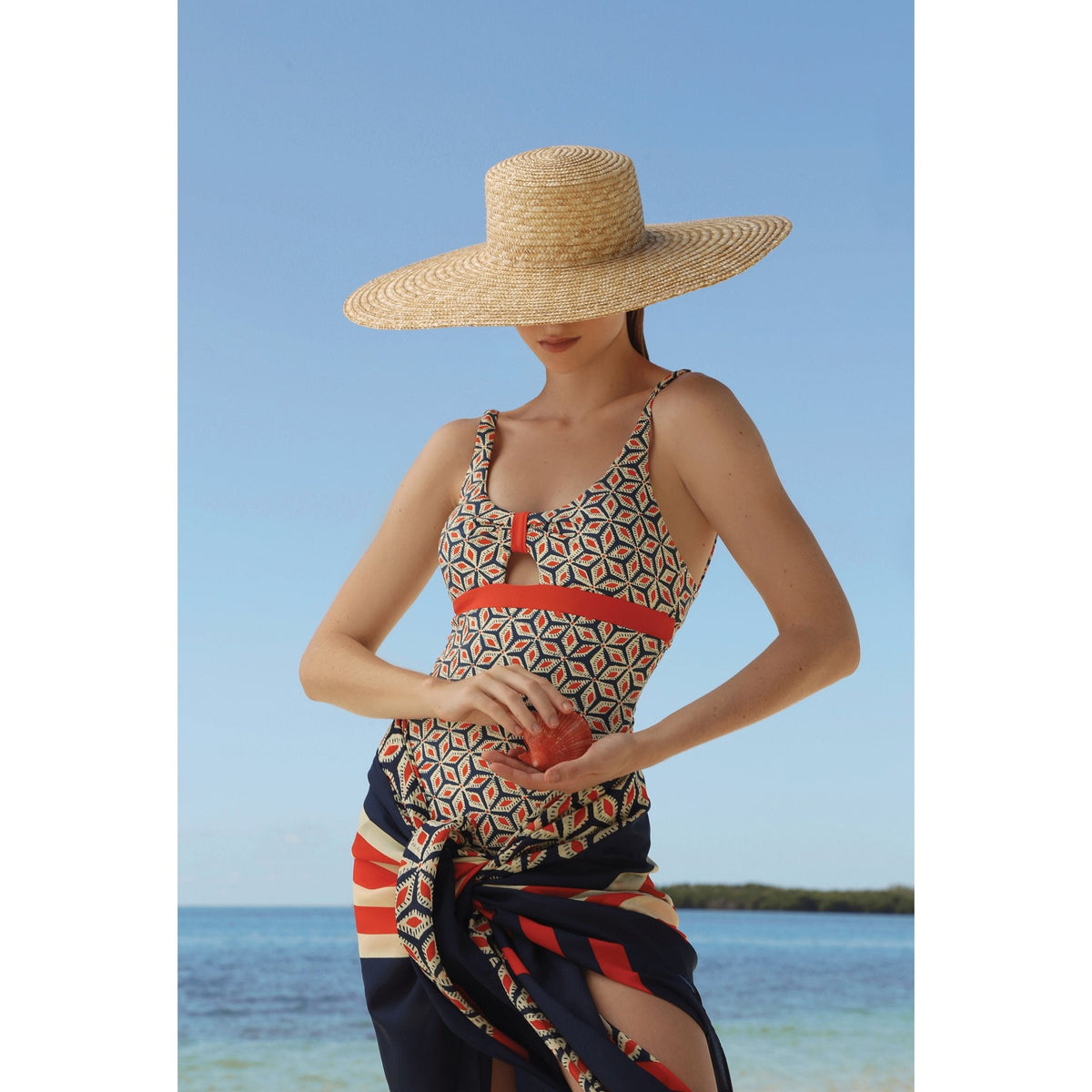 B√âR√âNICE halter one piece, printed swimsuit by french luxury swimwear brand:  ALMA ‚Äì lookbook 1