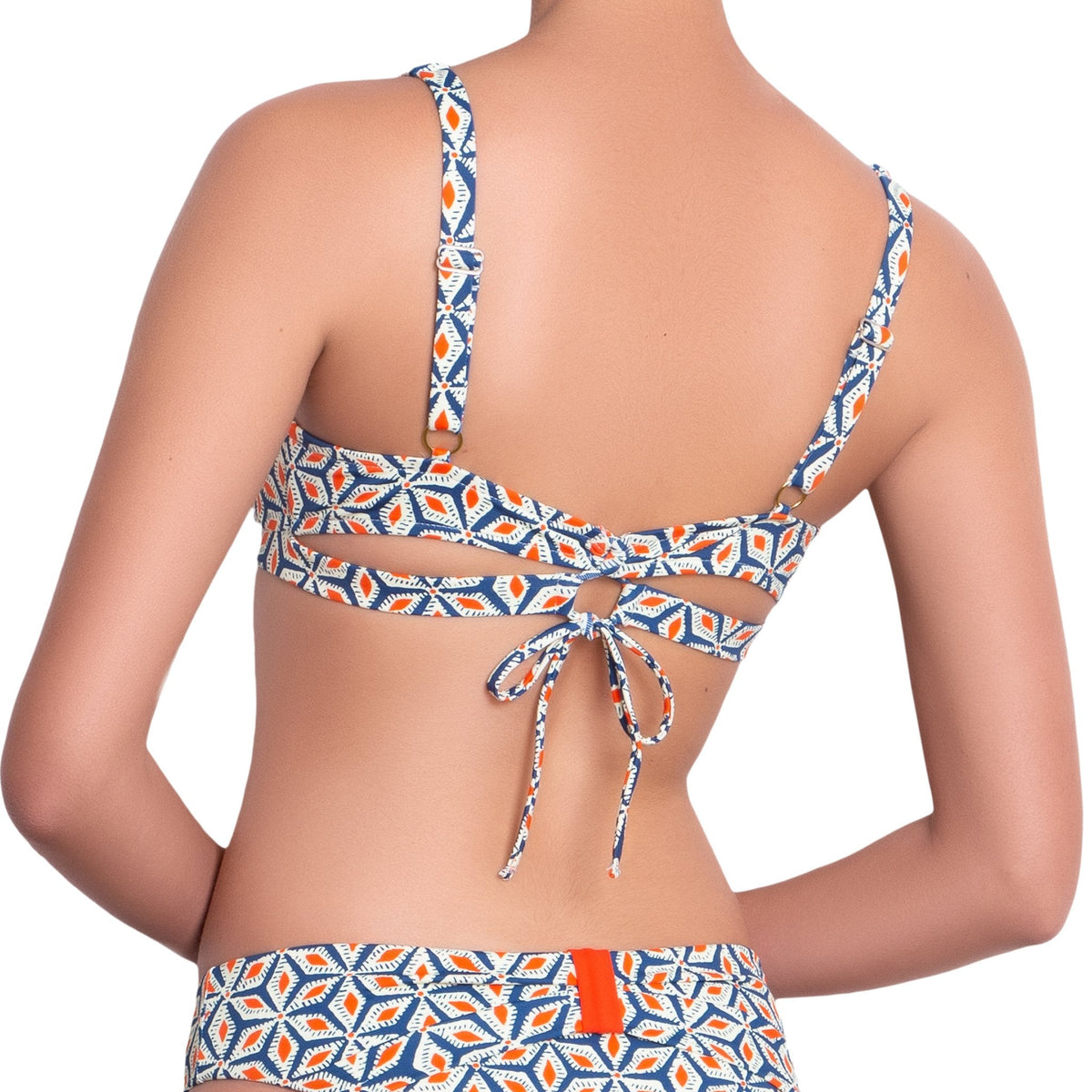 B√âR√âNICE bralette bra, printed bikini top by ALMA swimwear ‚Äì back view view 