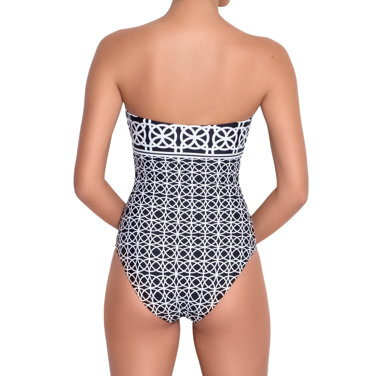 BRIGITTE bandeau one piece, printed swimsuit by ALMA swimwear ‚Äì back  view 2