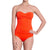 JULIETTE classic panty, textured orange bikini bottom by ALMA swimwear – front view 1