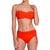 JULIETTE high rise panty, textured orange bikini bottom by ALMA swimwear ‚Äì front view 1