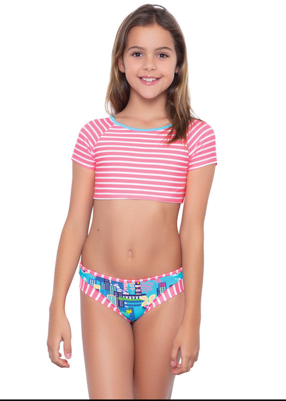 Bikini Top Crop Manga Corta City