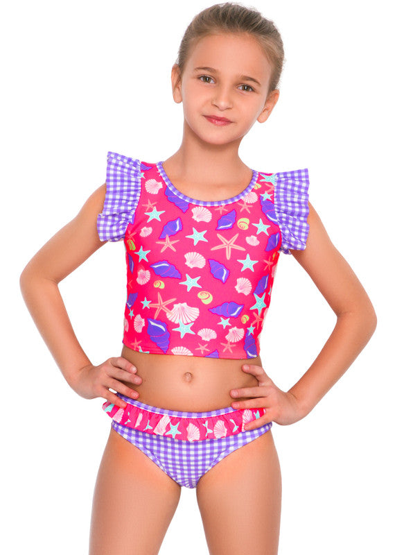 Tankini Top Crop Manga con Volante con Panty Coraline