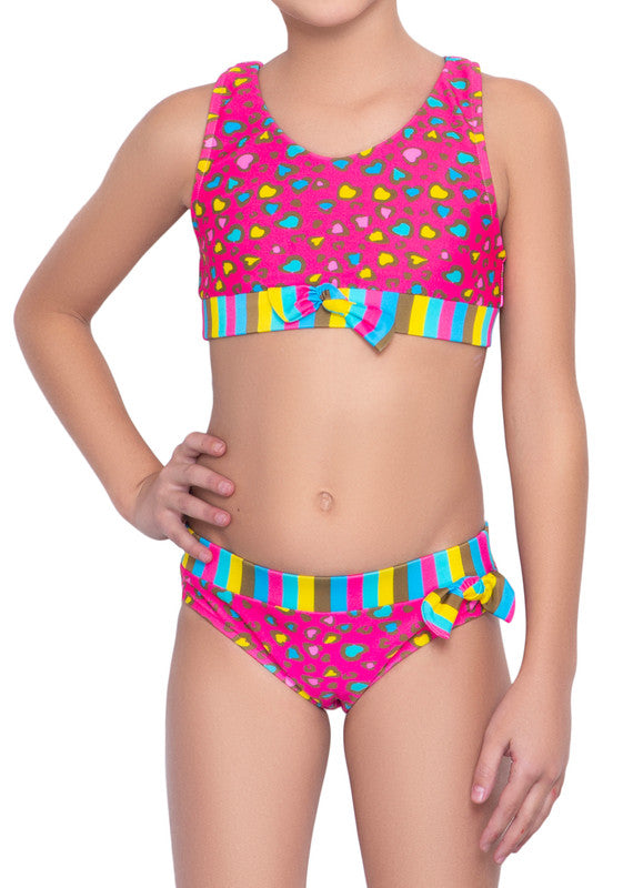 Bikini Top Crop  Racer Back con Panty Pink